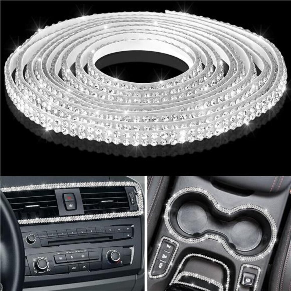 Car Trim Bling Self Adhesive Interior Exterior Rhinestone 16.4 Feet White
